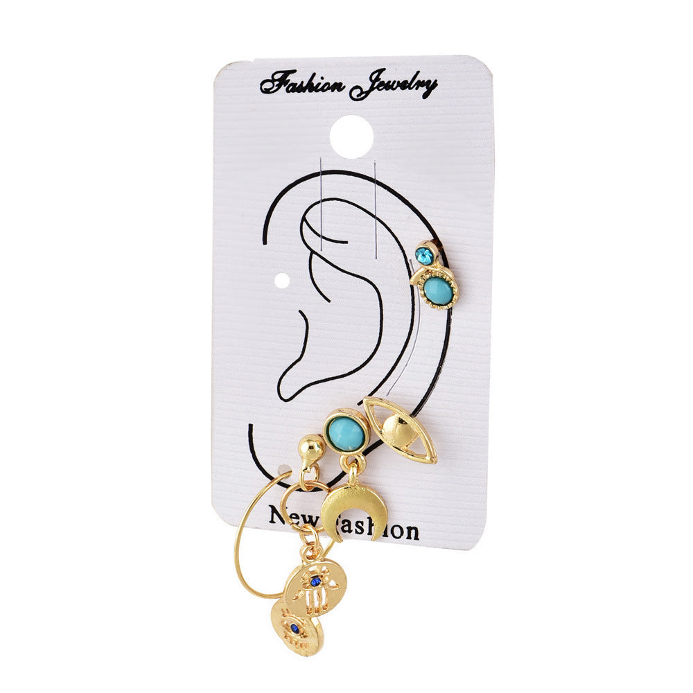 Boho Personality Palm Eyes Moon Stud Earrings