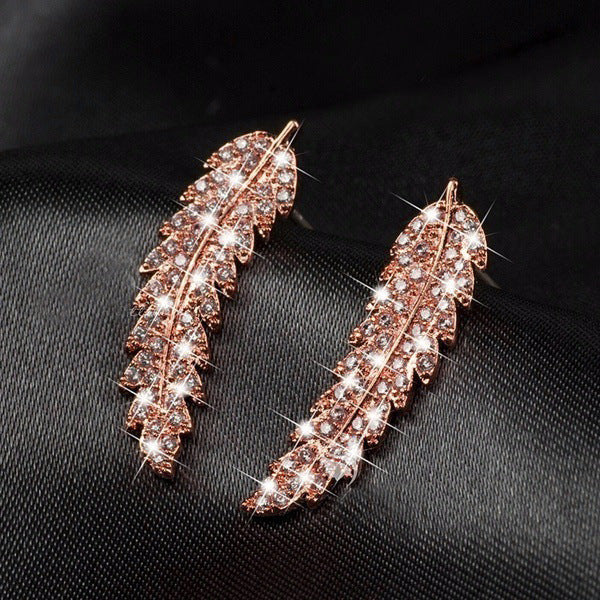 Zircon leaf earrings