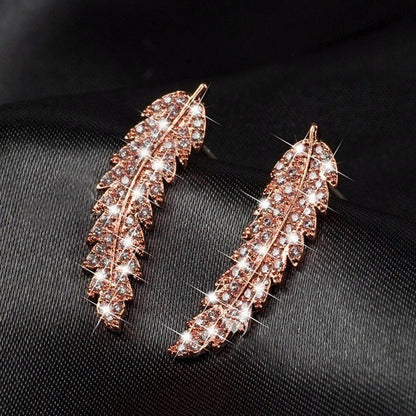 Zircon leaf earrings