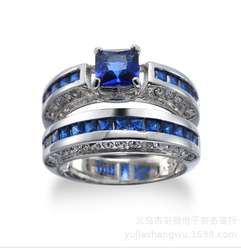 Fashionable Colourful Zircon temperament Sapphire Diamond Ring