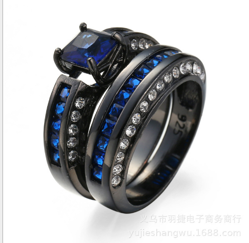 Fashionable Colourful Zircon temperament Sapphire Diamond Ring