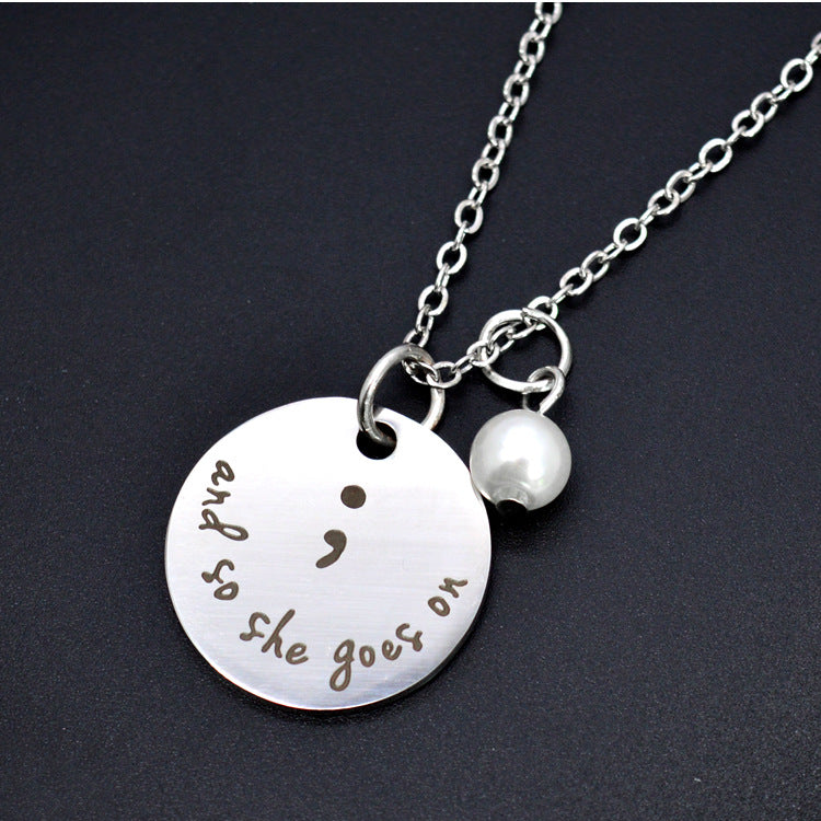 Stainless Steel Pendant Necklace Inspirational Necklace