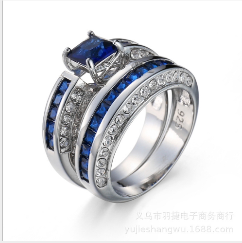 Fashionable Colourful Zircon temperament Sapphire Diamond Ring