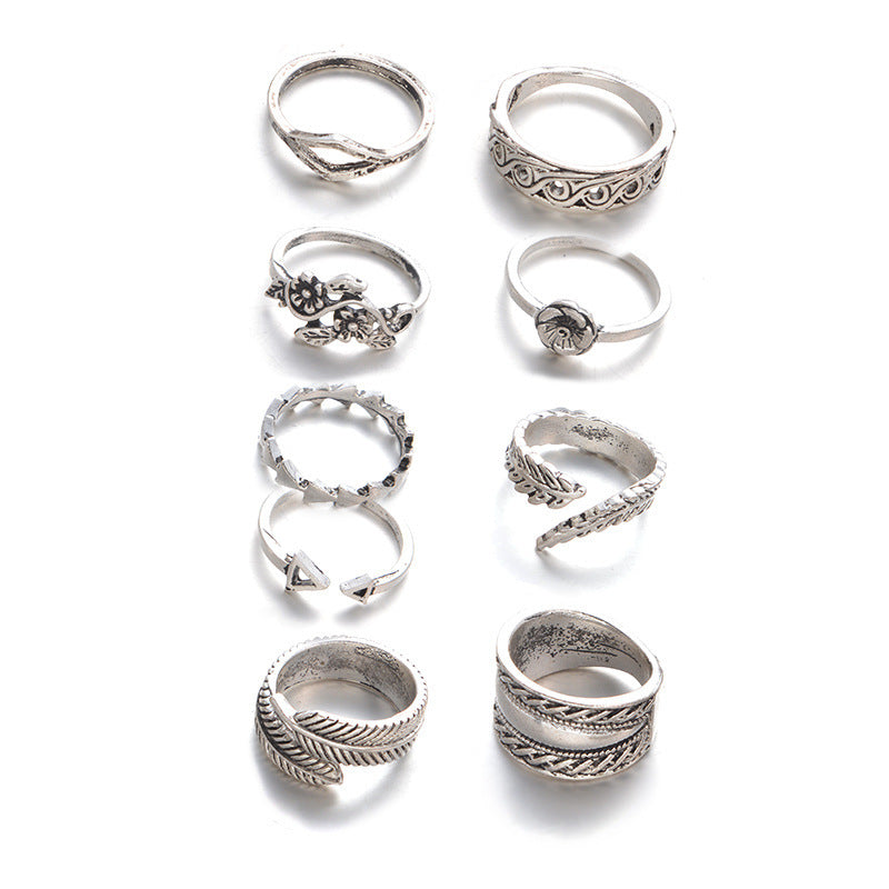 Boho Triangle Midi Finger Rings Jewelry Set Vintage Punk Carved