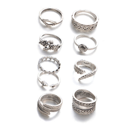 Boho Triangle Midi Finger Rings Jewelry Set Vintage Punk Carved
