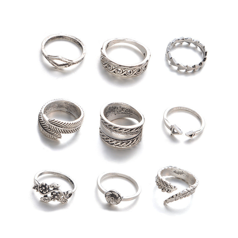 Boho Triangle Midi Finger Rings Jewelry Set Vintage Punk Carved