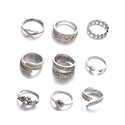 Boho Triangle Midi Finger Rings Jewelry Set Vintage Punk Carved