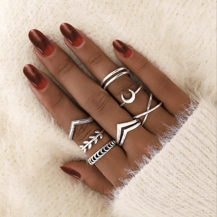 If I Vintage Silver Color Snake Finger Ring Set For Women Ethnic Geometric Metal Knuckle Joint Rings Female Jewelry New