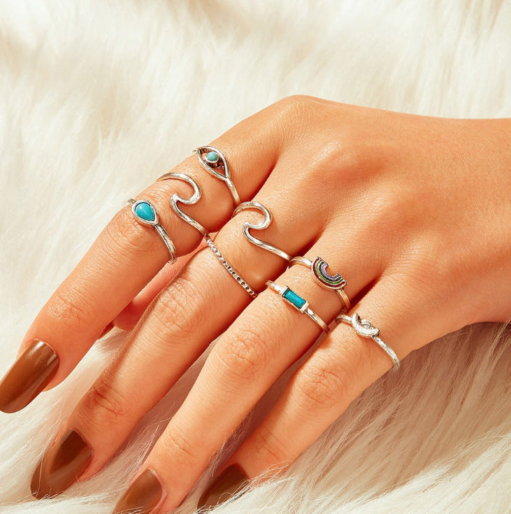 If I Vintage Silver Color Snake Finger Ring Set For Women Ethnic Geometric Metal Knuckle Joint Rings Female Jewelry New