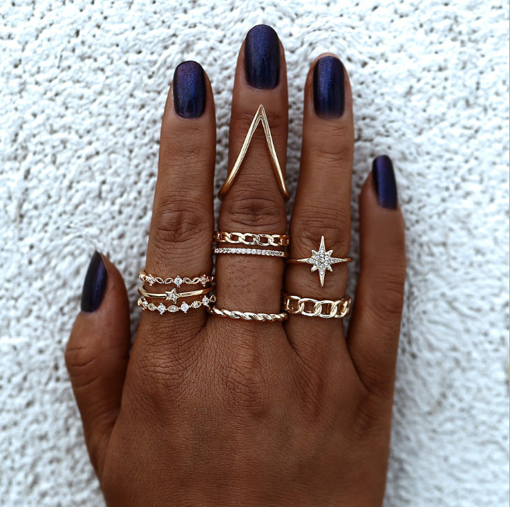 If I Vintage Silver Color Snake Finger Ring Set For Women Ethnic Geometric Metal Knuckle Joint Rings Female Jewelry New