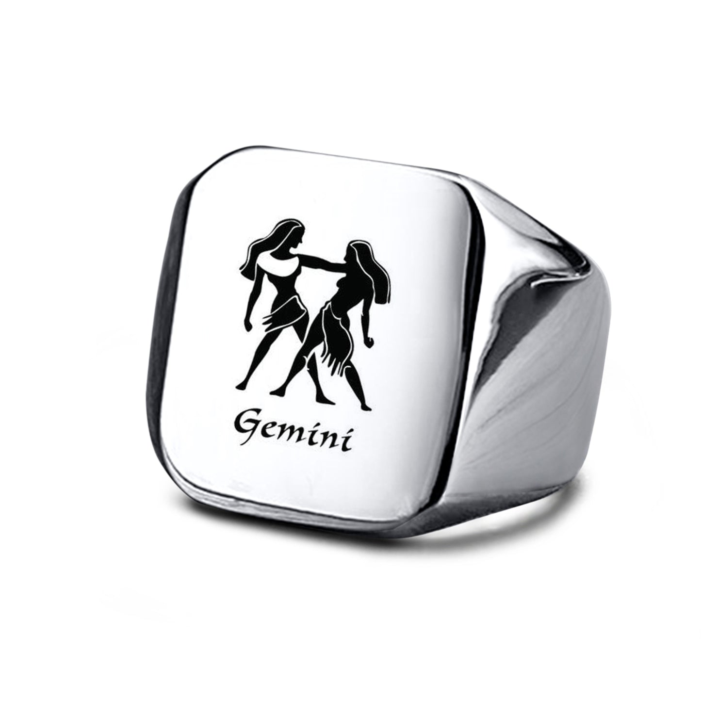 Smooth Titanium Steel Stainless Steel Horoscope / Star Sign Ring