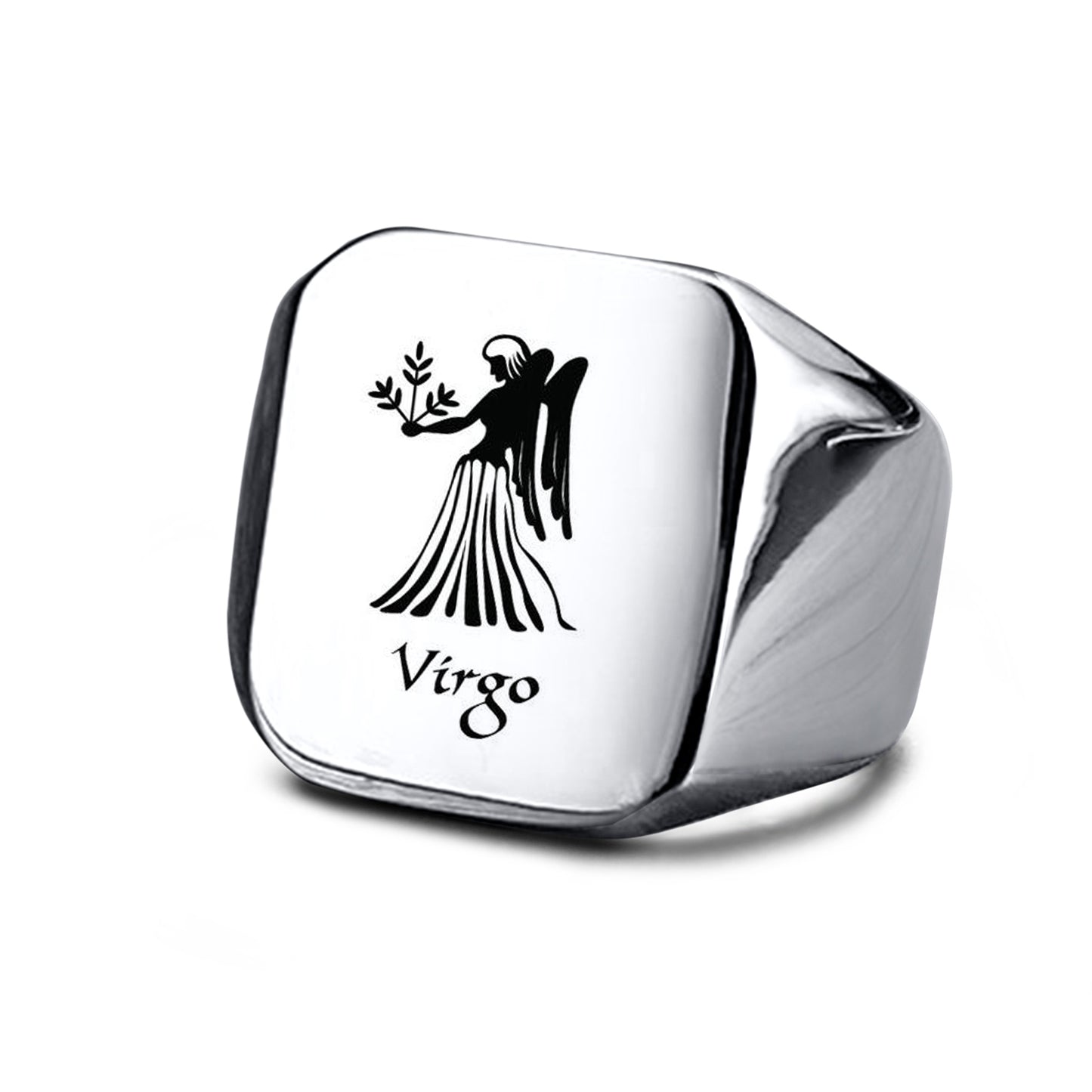 Smooth Titanium Steel Stainless Steel Horoscope / Star Sign Ring
