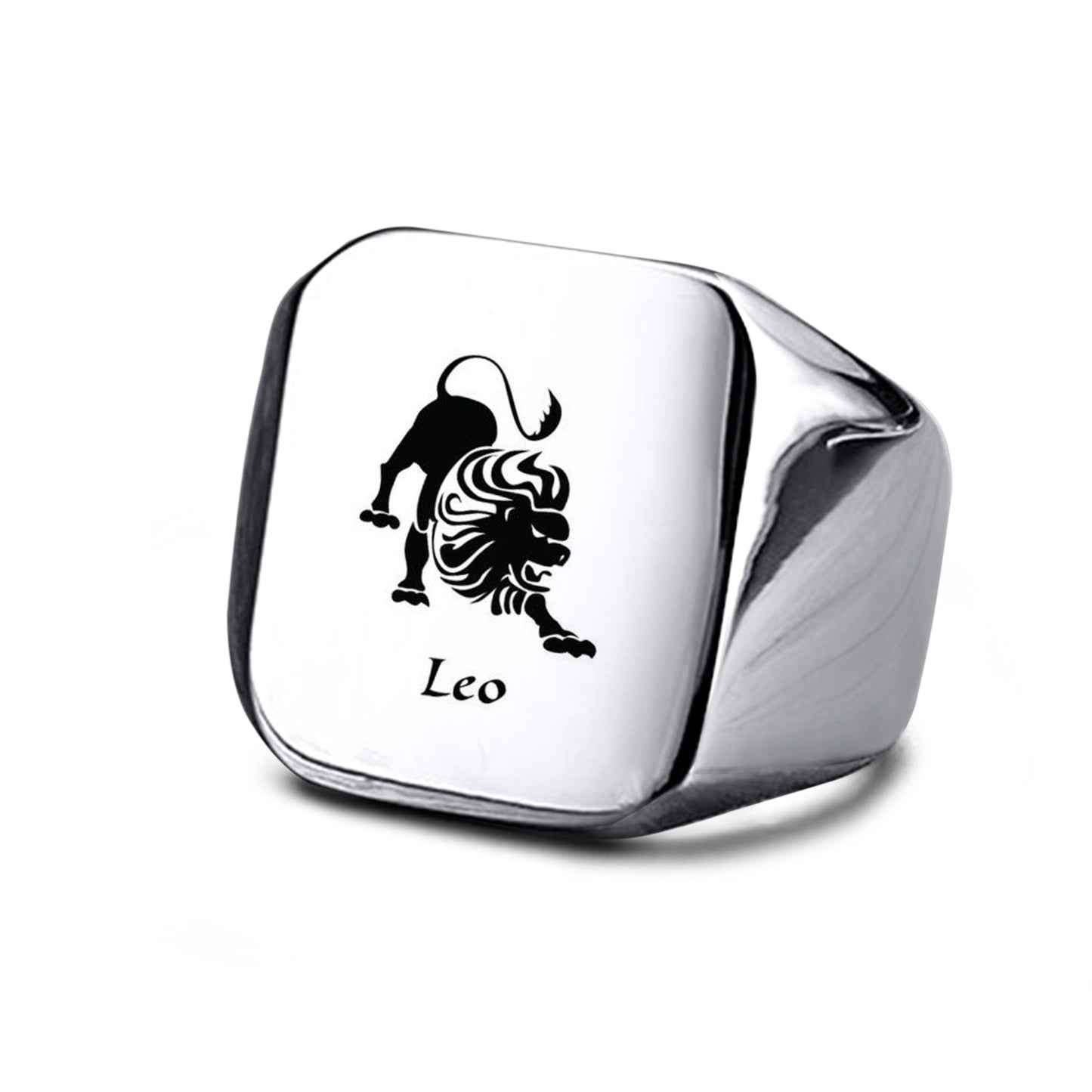 Smooth Titanium Steel Stainless Steel Horoscope / Star Sign Ring