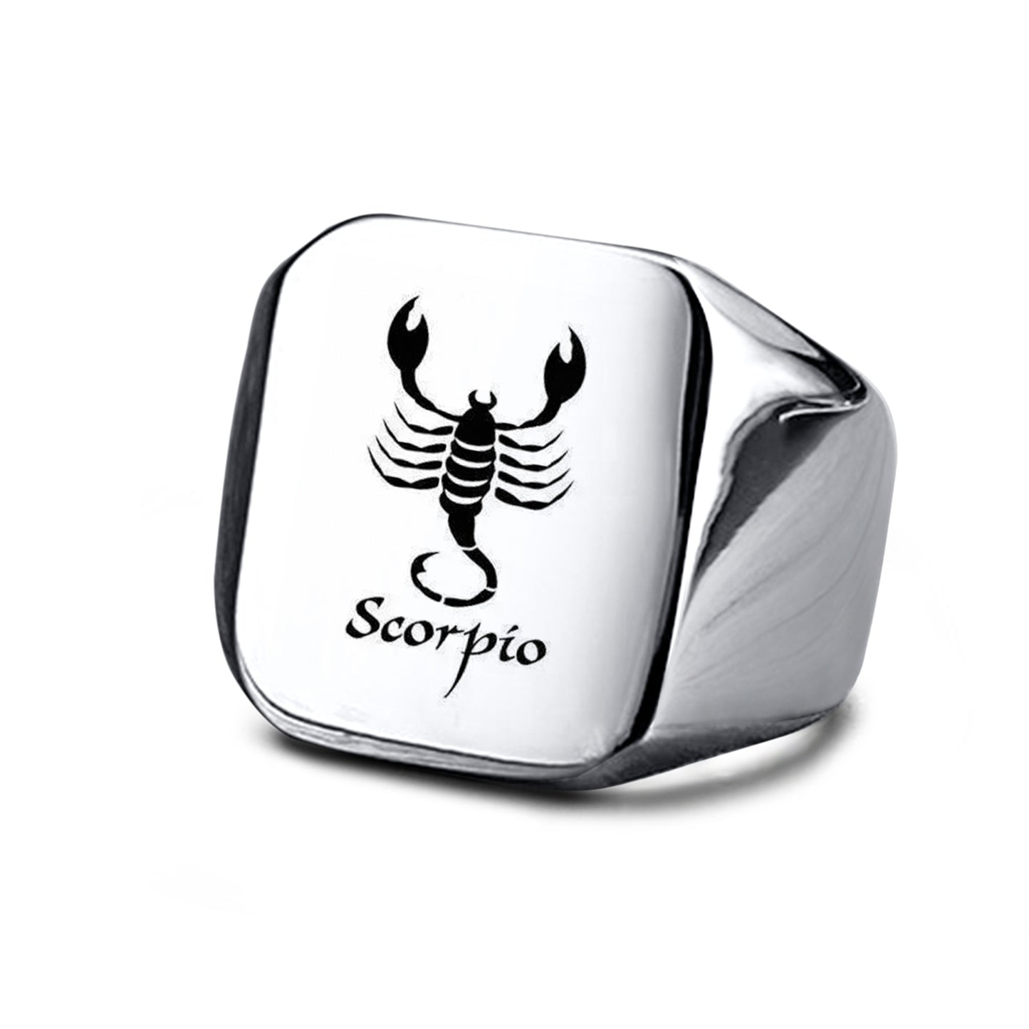 Smooth Titanium Steel Stainless Steel Horoscope / Star Sign Ring