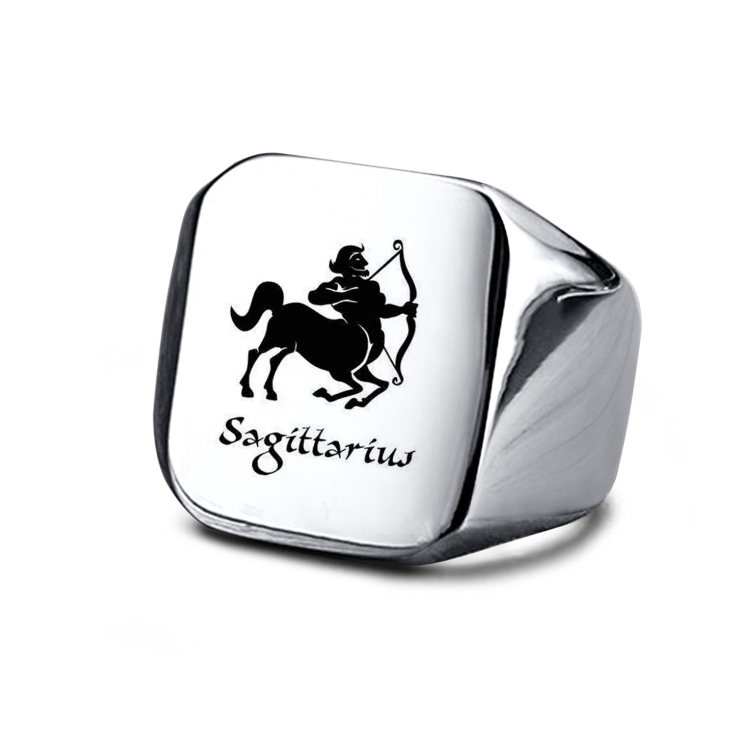 Smooth Titanium Steel Stainless Steel Horoscope / Star Sign Ring