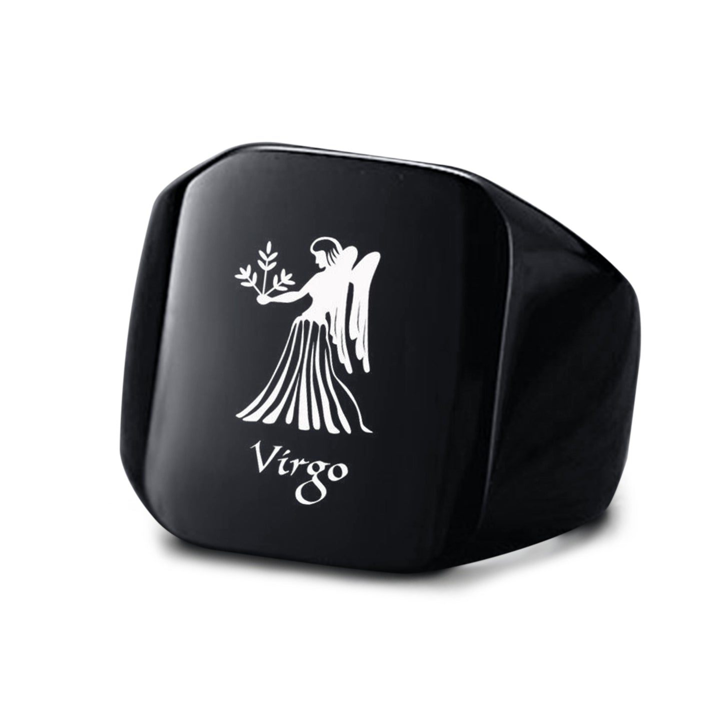 Smooth Titanium Steel Stainless Steel Horoscope / Star Sign Ring