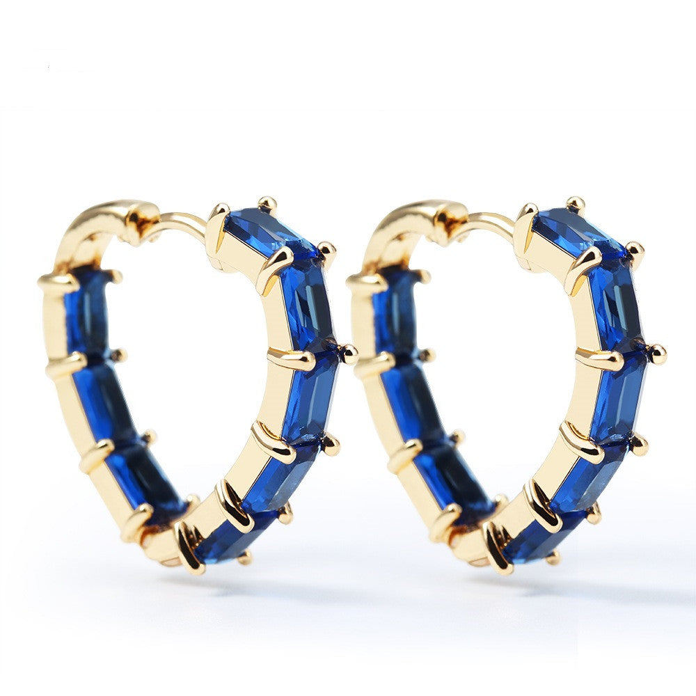 Retro Style Love Heart Rhinestone Earrings Women