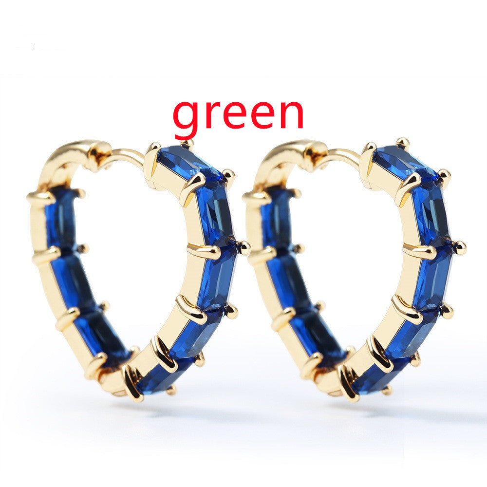 Retro Style Love Heart Rhinestone Earrings Women