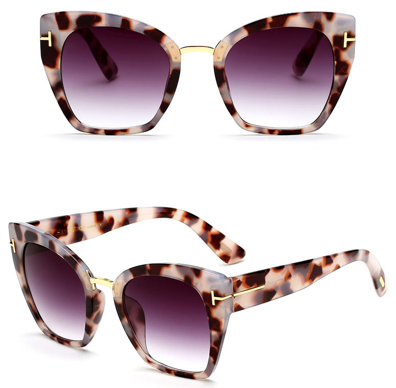 New Brand Fashion Designer Cat Eye Sunglasses Sun Glasses Size Vintage Oversize Female Gradient Points