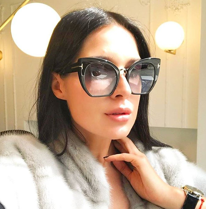 New Brand Fashion Designer Cat Eye Sunglasses Sun Glasses Size Vintage Oversize Female Gradient Points