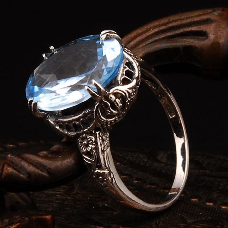 Natural water sapphire ring