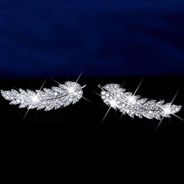 Zircon leaf earrings