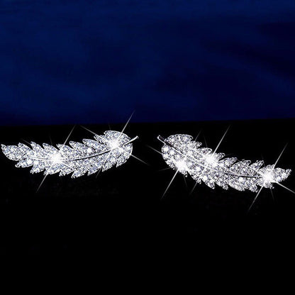 Zircon leaf earrings