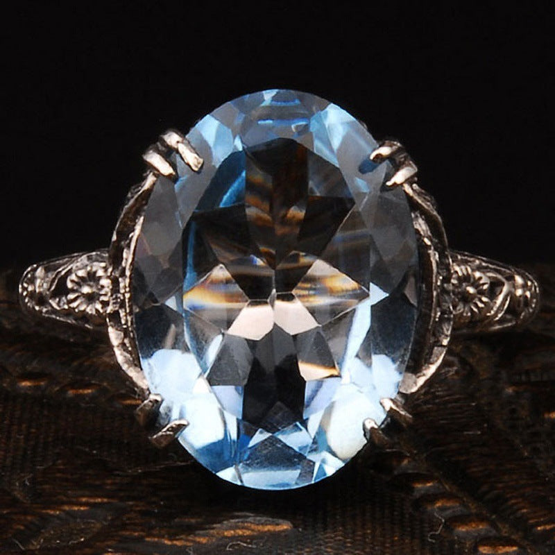 Natural water sapphire ring