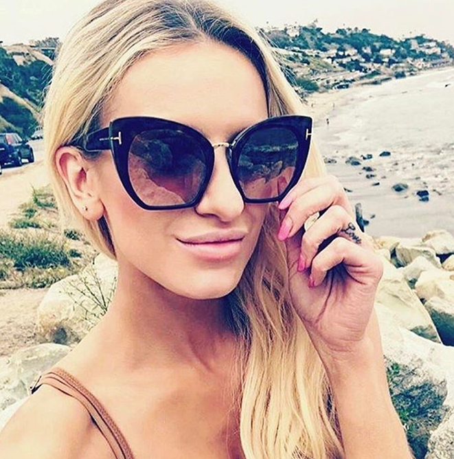 New Brand Fashion Designer Cat Eye Sunglasses Sun Glasses Size Vintage Oversize Female Gradient Points