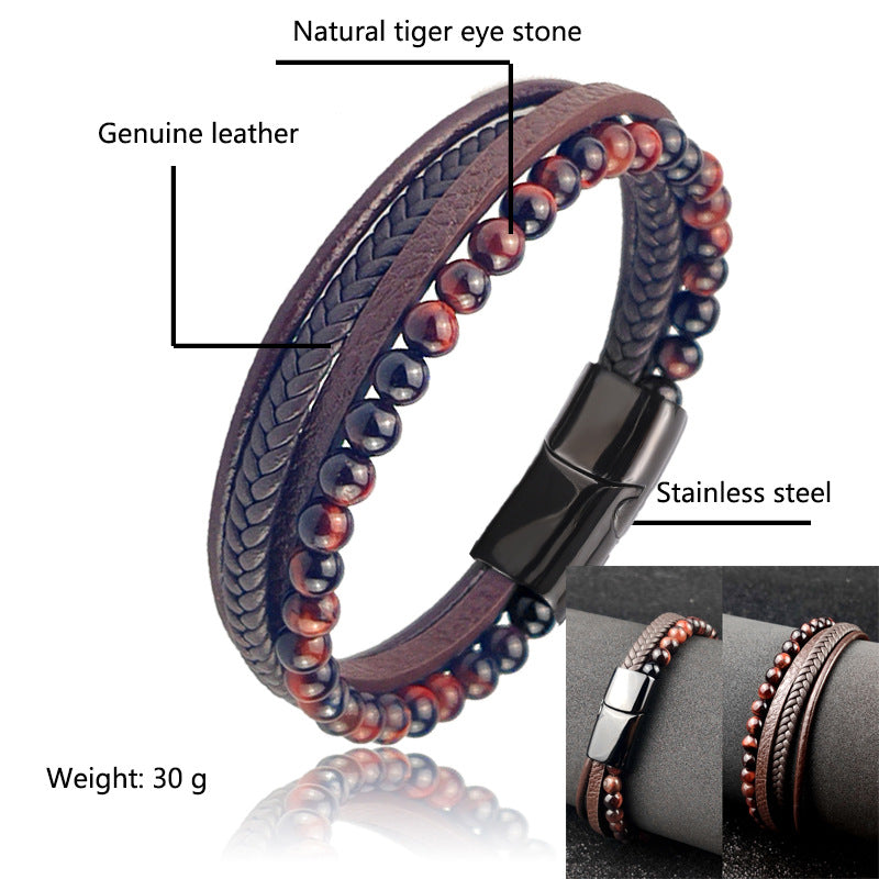 Trendy Leather braided bracelet