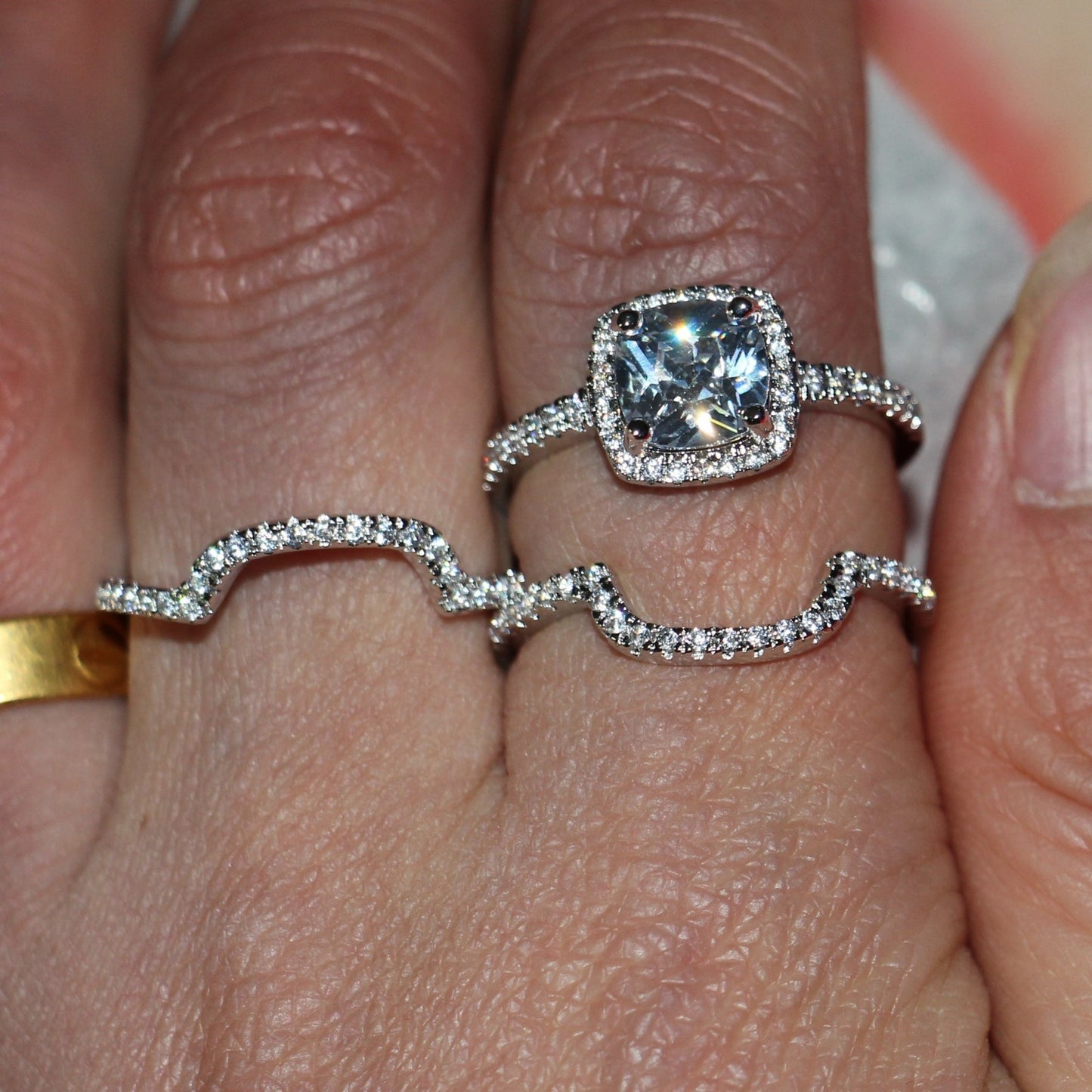 Foreign Trade explosions Europe and the United States 3 sets of ring set zircon ring high-end fashion diamond ring
