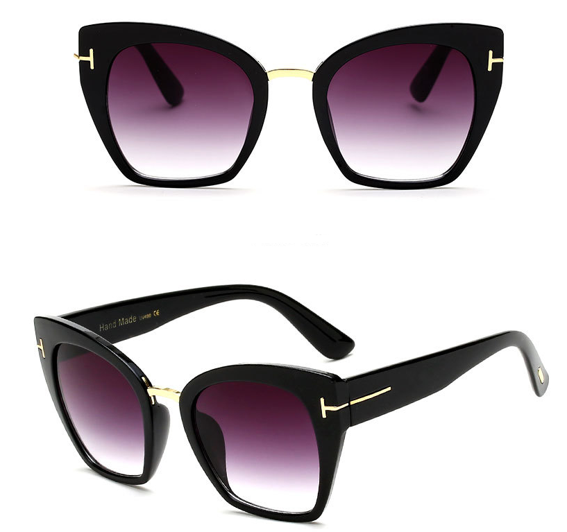 New Brand Fashion Designer Cat Eye Sunglasses Sun Glasses Size Vintage Oversize Female Gradient Points