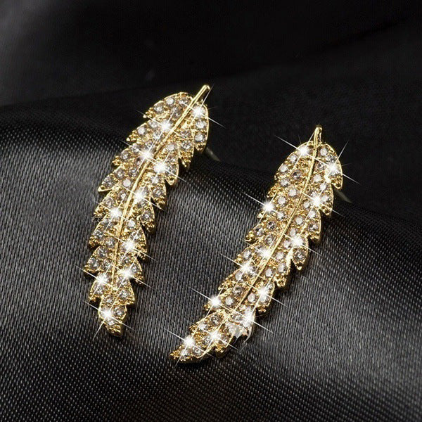 Zircon leaf earrings