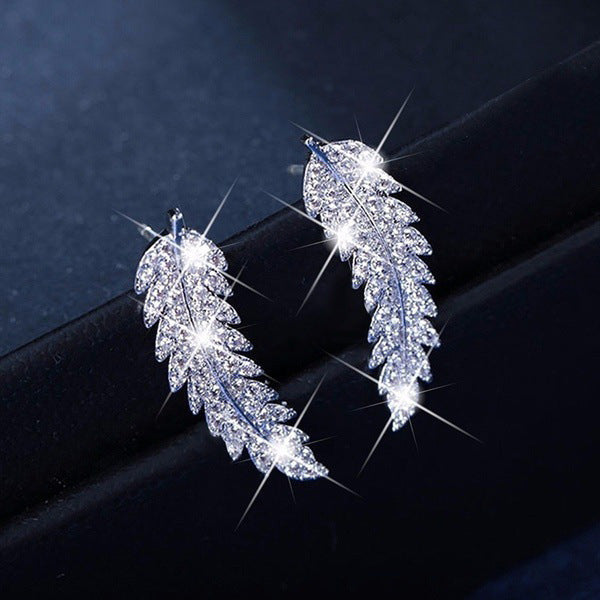 Zircon leaf earrings