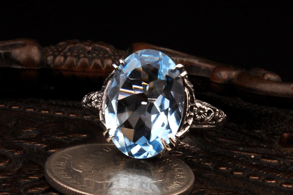 Natural water sapphire ring