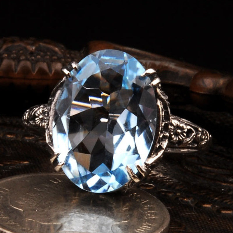 Natural water sapphire ring