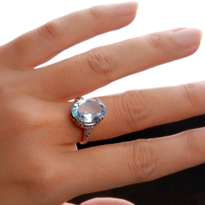 Natural water sapphire ring
