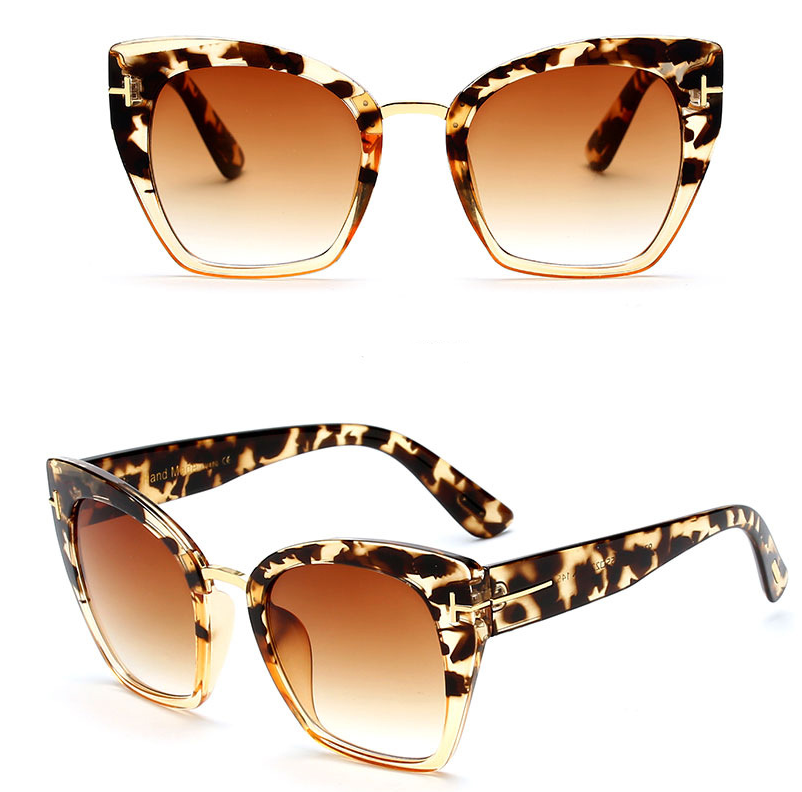 New Brand Fashion Designer Cat Eye Sunglasses Sun Glasses Size Vintage Oversize Female Gradient Points