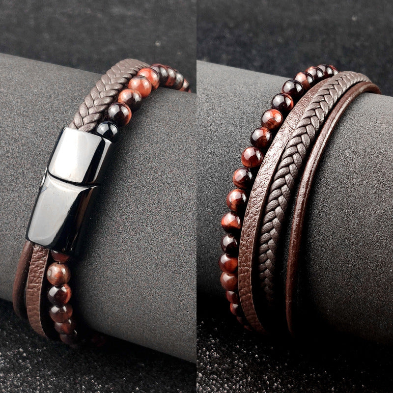 Trendy Leather braided bracelet